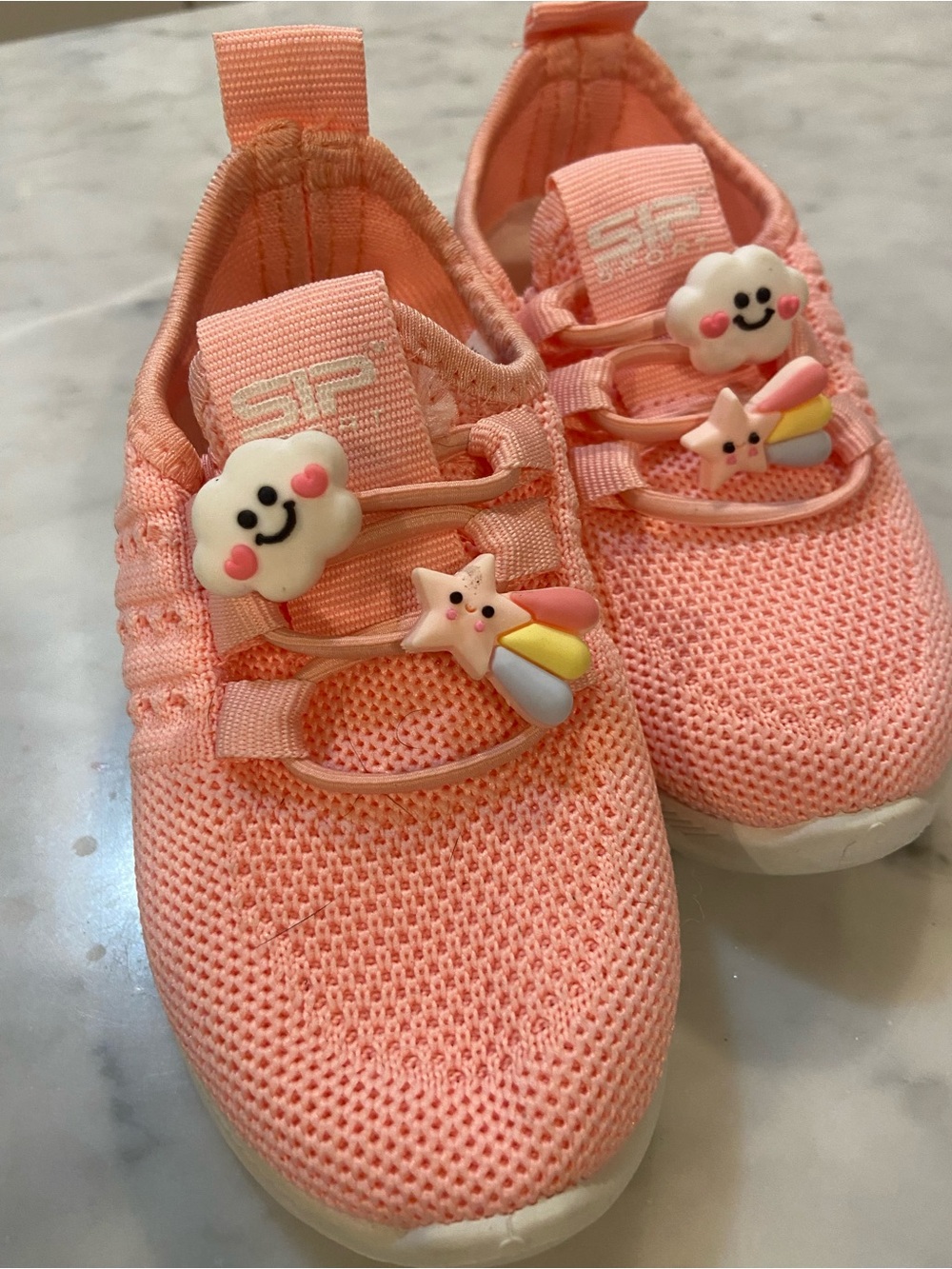NWT Kids' Pink Mesh Sneakers with Cute Cloud & Star Charms